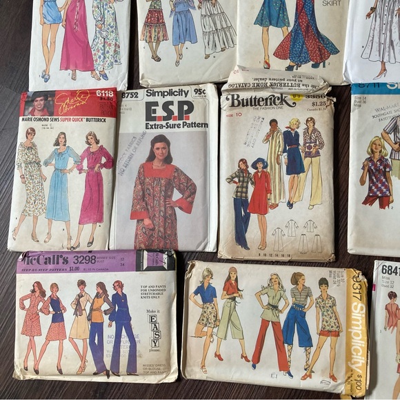 Lot of 17 Vintage sewing patterns  cut & uncut lot 60s 70s 80s hippie boho - Picture 5 of 10